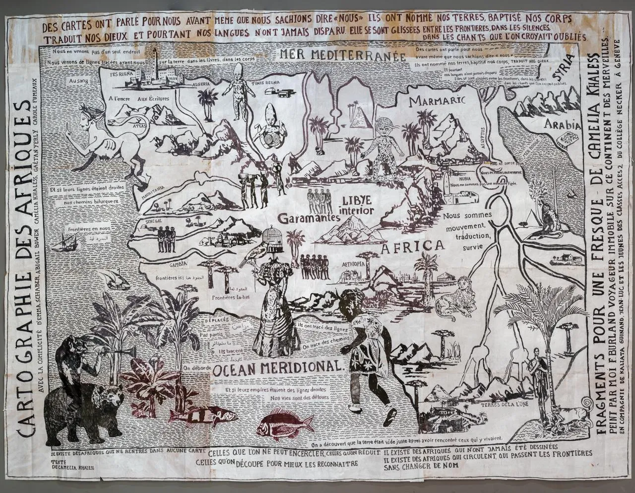 Détail de la fresque « Cartographie des Afriques »